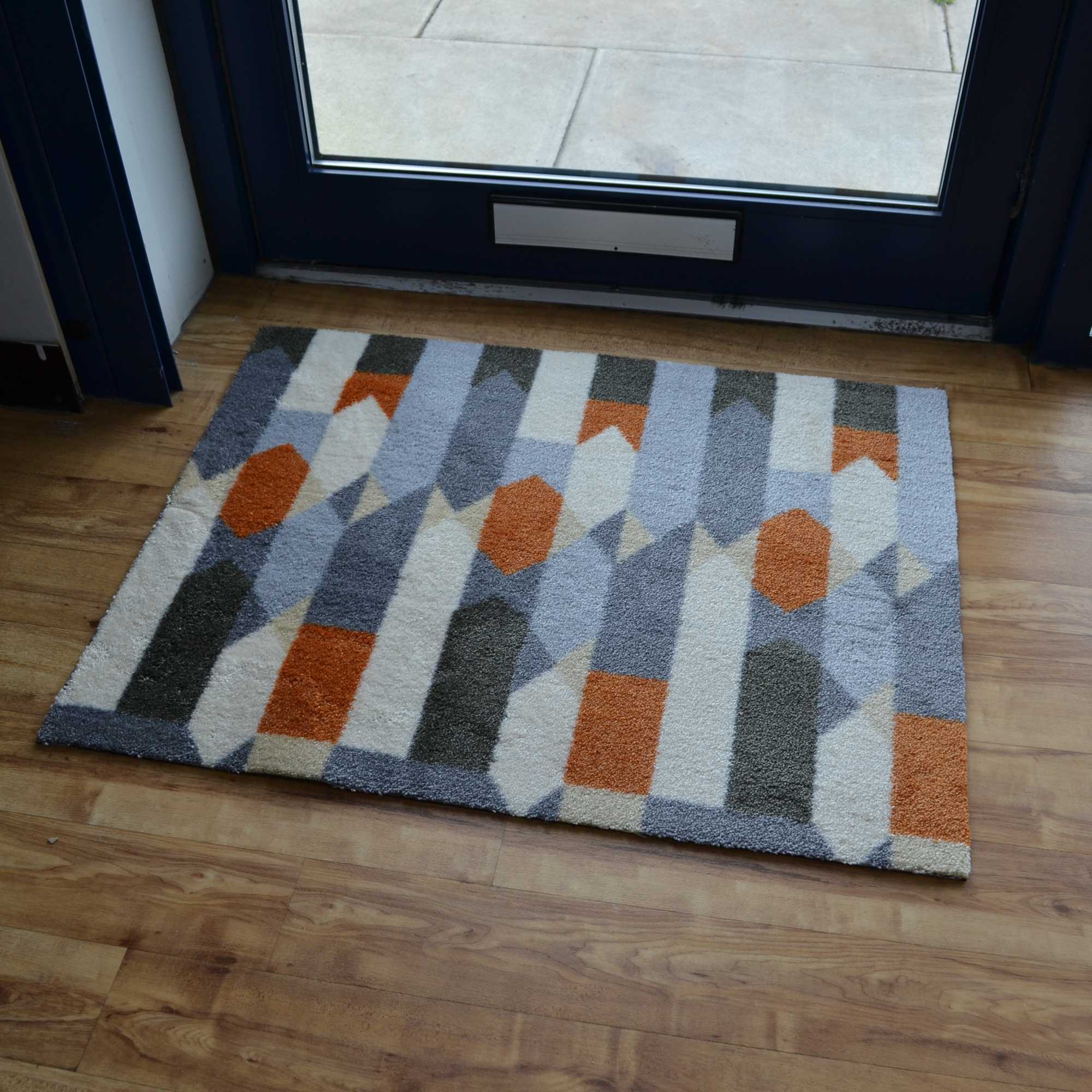 Hola Geometric Doormats In Hl02 Rust Orange